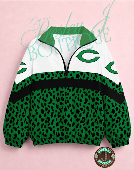 Cuero Green Leopard School Spirit Jacket